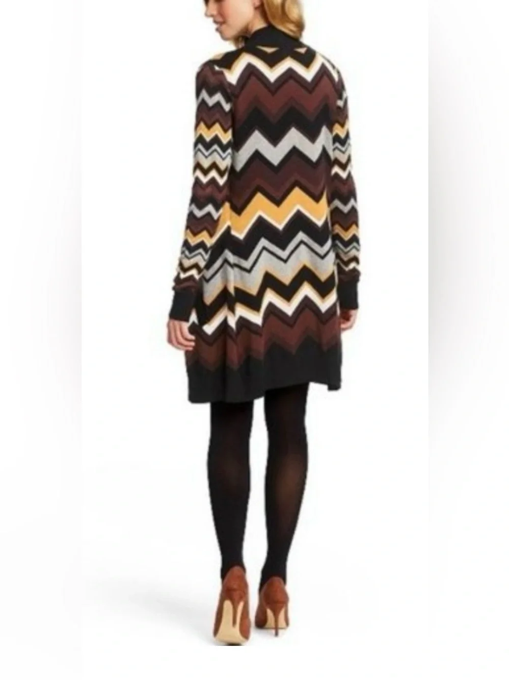 Missoni Chevron Knit Cardigan in Black, Brown, Gray, Mustard